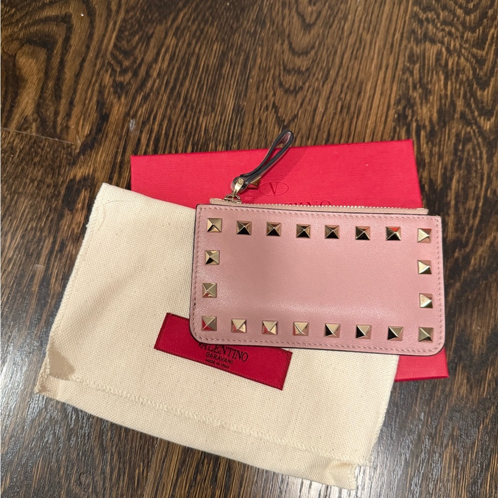 Valentino Pink Studded Leather Wallet